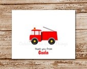 SET of 8 FIRE TRUCK Note Cards : Rescue, Personalized Stationery, Thank You Notecards Il_170x135