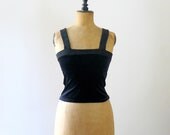 Vintage 1970s black lurex velvet top. Sparkle knit top