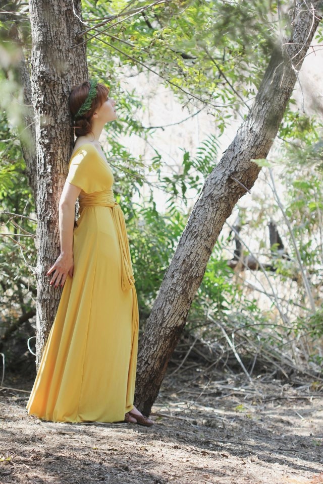 Endless Summer Gold Long Octopus Convertible Wrap Gown