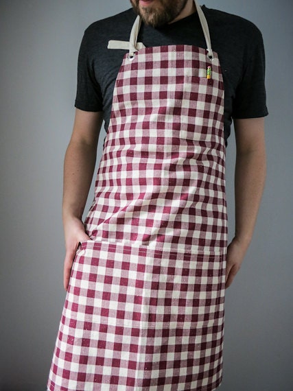 Men's Apron / Red Gingham Check