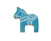 Swedish Dala Horse Ornament made to order turquoise blue and white Christmas ornament  handpainted wood ornament
