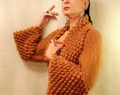 A Very Fine Day /  Knit Shrug Bolero Saffron Ochre Mustard  Loop Sweater Cardigan S-M-L  Alpaca Wool Shrug / By Lilithist