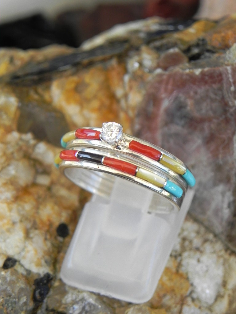 Native American Wedding Ring Set by hollywoodrings on Etsy