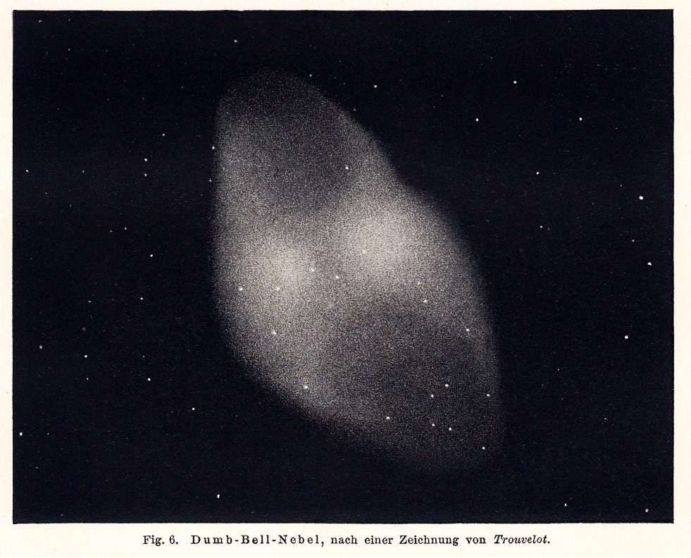 1892 Victorian ANDROMEDA NEBULA print , old galaxy photos from 19 th, original antique 120 years old print - TwoCatsAntiquePrints