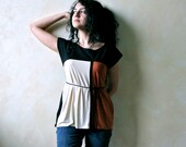 Women's jersey patchwork short sleeved T shirt OOAK - Mondrian inspired collection - handmade unique t shirt - art - designer t shirt