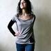 Reserved listing for Kimberly - women's jersey long sleeved applique t shirt - black and grey boat neck sweatshirt