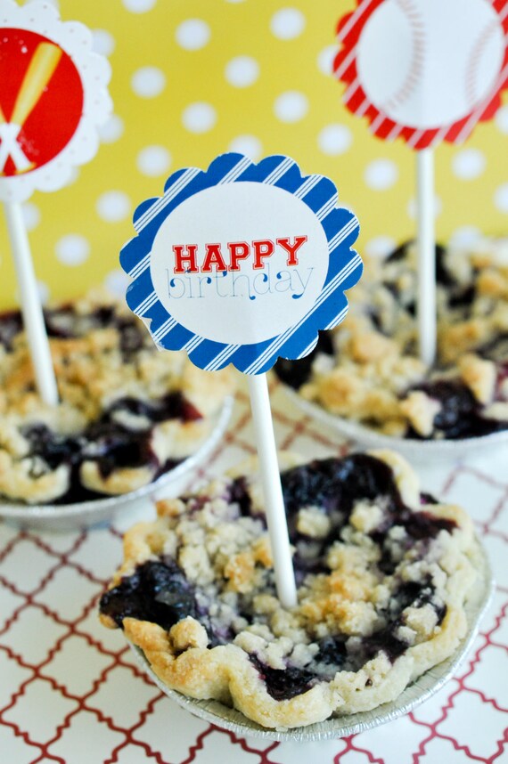 Baseball Birthday PRINTABLE Party Cupcake Toppers from Love The Day Il_570xn