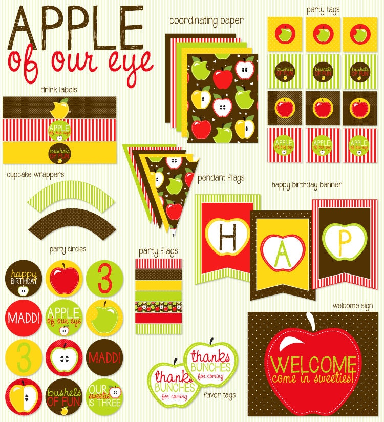 Apply Party PRINTABLE Party Full Collection by Love The Day Il_570xn