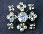 Antique graphic rhinestones brooch