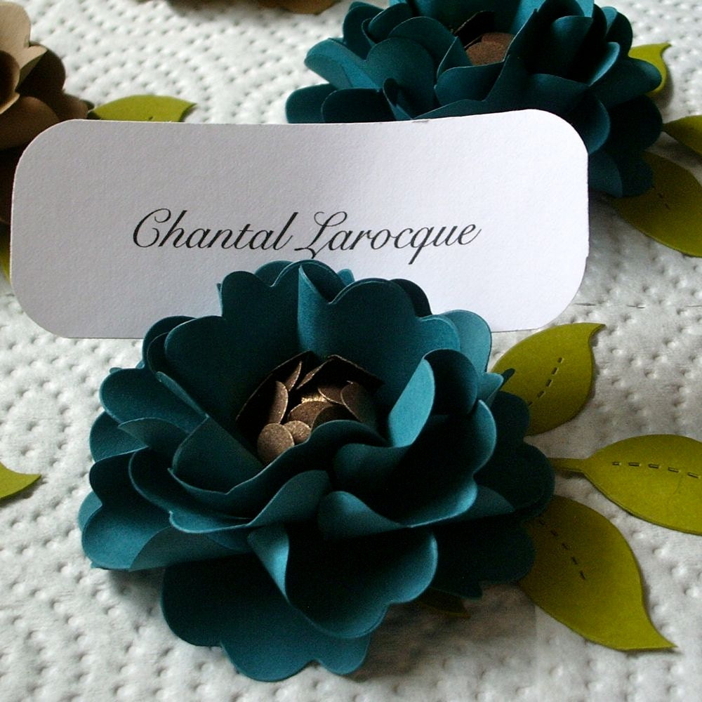 Place Card Holders -  WEDDING - Handmade Paper Flower - Oriental Poppy - CUSTOM COLOR Available - Set of 50