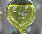 Vintage Yellow Green Glass Woman Decanter Erik Hoglund for Neiman Marcus
