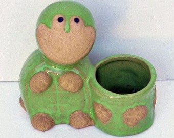 Vintage Ceramic Turtle Desktop Container Planter on Etsy by EdibleComplex