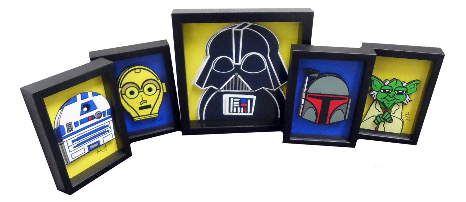 Star Wars Art Darth Vader Yoda R2D2 C3PO Boba Fett
