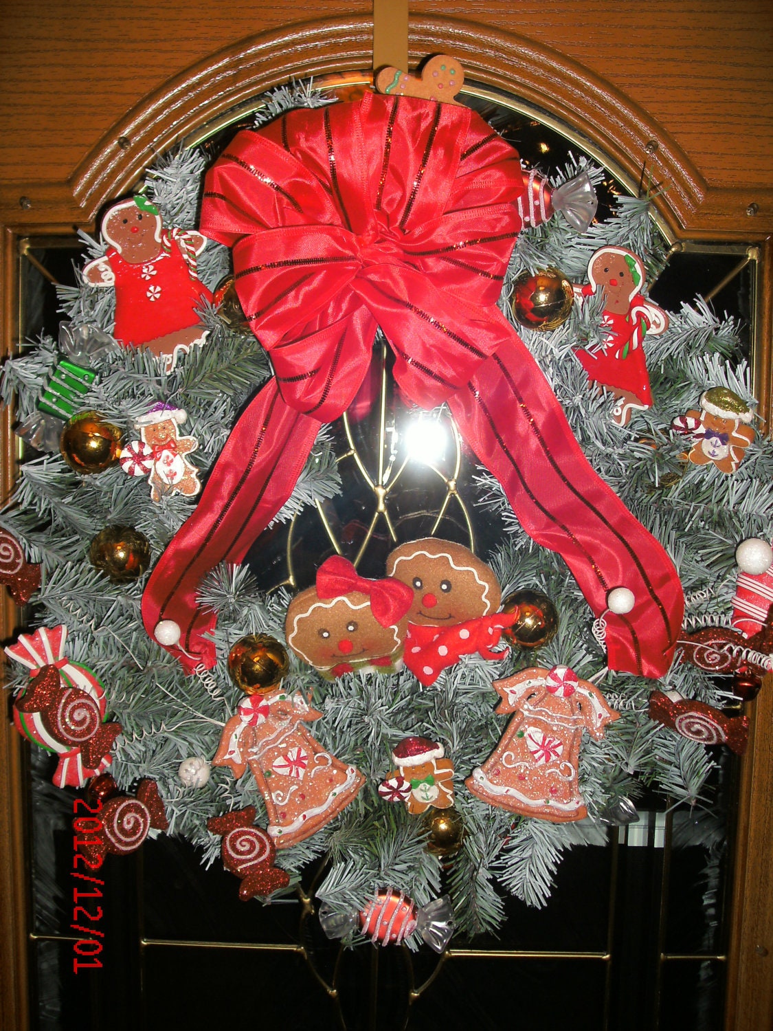 pine wreath  Christmas handmade  Gingerbread  Holiday Winter door wall decoration