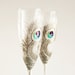 Silver Peacock Feathers Wedding Toasting Champagne Flutes Hand Painted,set of 2