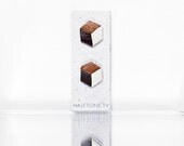 S'mores Brown Necker Cube Earrings - Impossible Object Leather Illusion Jewelry