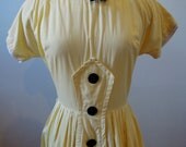 1950s Vintage Sunny yellow cotton day dress with button front
