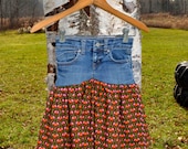Upcycled Denim Skirt with Flair Girls size 6