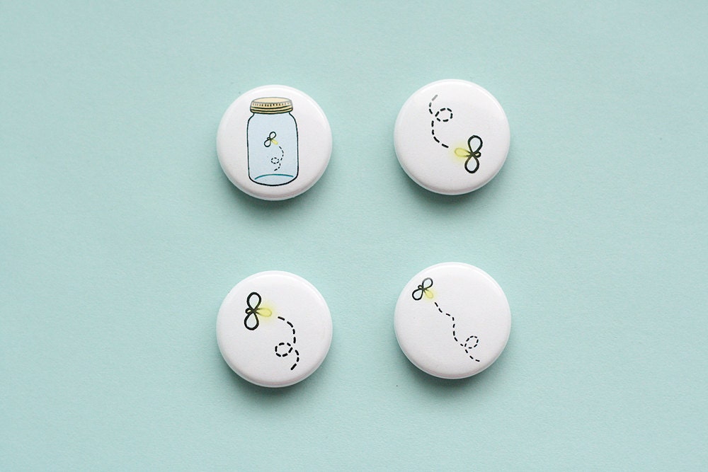 Firefly In a Jar Pinback Buttons - Set of Four