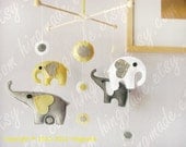 Baby Mobile - Baby Crib Mobile - Elephant Mobile - Polka Dot Grey Powder Yellow White Elephants theme(Custom colors available)