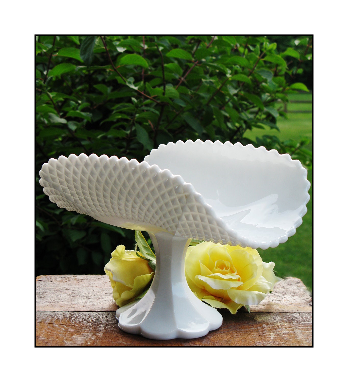 Milk Glass English Hobnail Wedding Centerpiece/Banana Bowl