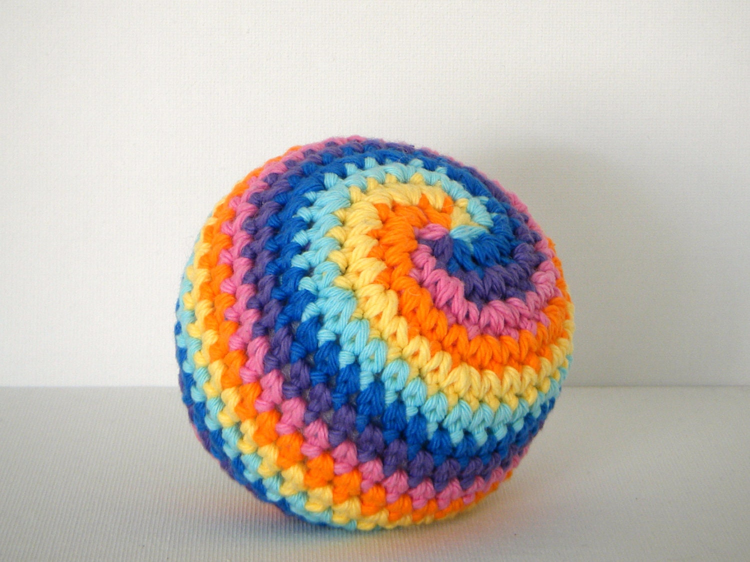 Rainbow Spiral Amigurumi Crocheted Ball - READY TO SHIP
