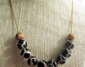 Maldives Necklace- Black and White with vintage copper necklace.