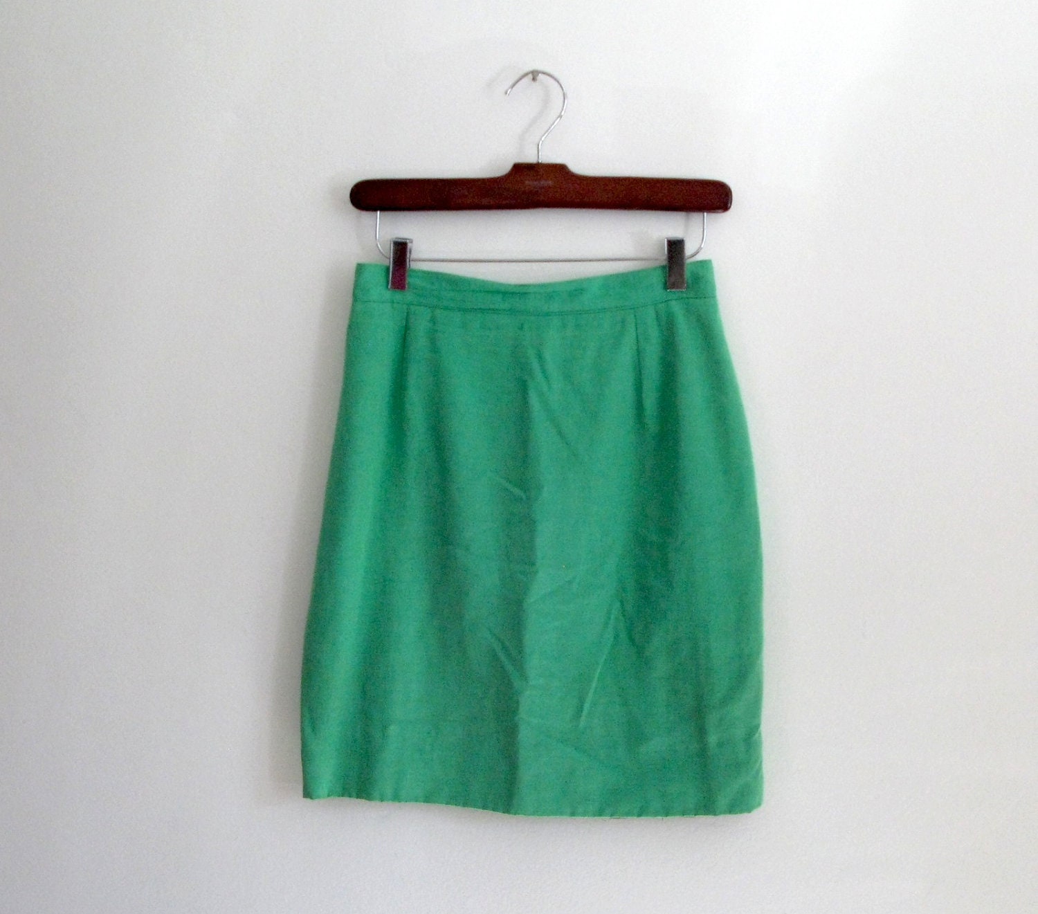1970s vintage lime green mini skirt - high waisted - xs / small