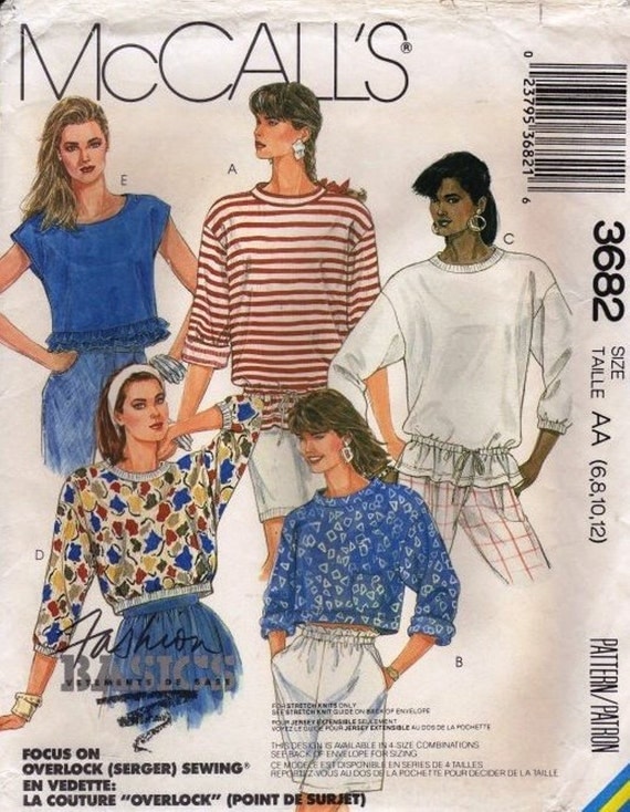 McCalls 3682 Stretch Knit Top Sewing Pattern Uncut
