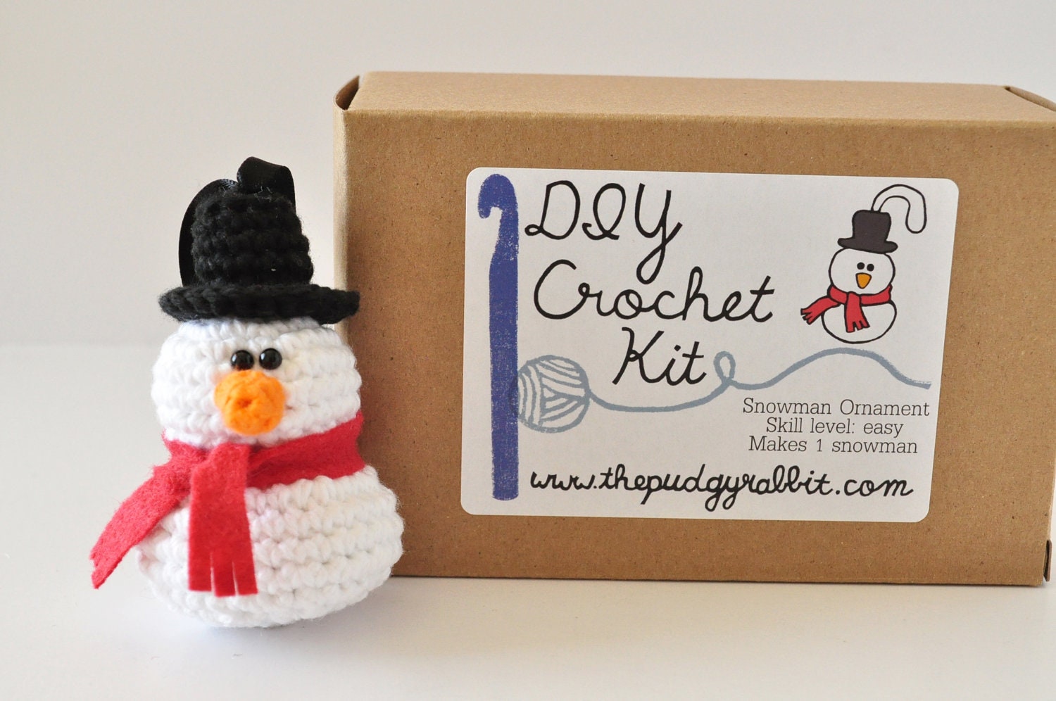 DIY Crochet Kit - Snowman Ornament - ThePudgyRabbit
