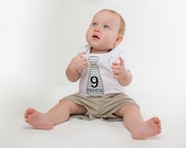 Tie Monthly Onesie Stickers - Trevor - Preppy Boy Blues, Yellows, and Browns - Onesie Baby Stickers