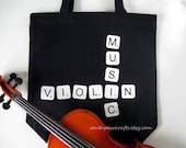 Violin or Viola Music Scrabble Tile Tote Bag - Music Tote