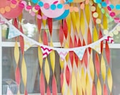 paper circle garland ... pom dot party decor banner .... 12 feet // birthday party decor // wedding decorations // bridal baby shower