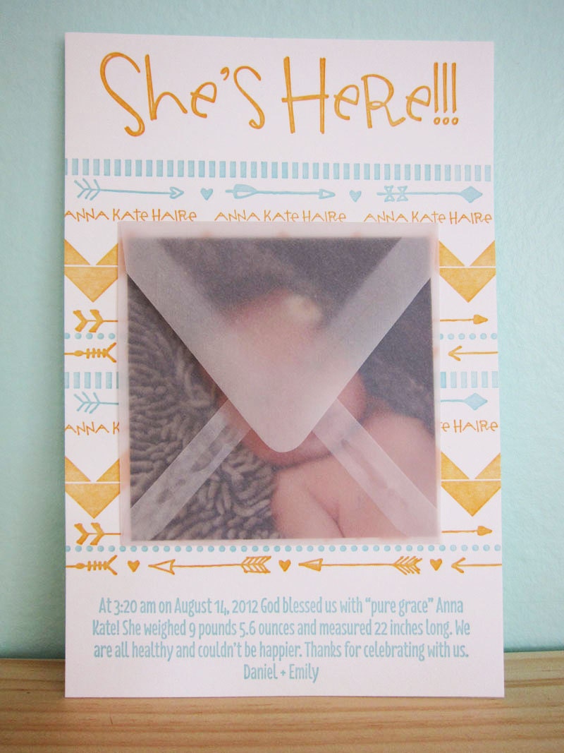 Custom Letterpress Photo Birth Announcement