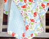 Stroller Blanket Minky Boy Dino Blue Orange Green - Name Available - Ready to Ship - Dinosaur Tracks