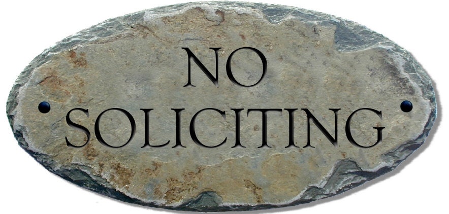 NO SOLICITING Sign / Carved Lettering Stone / Slate / Plaque / Fence / Private