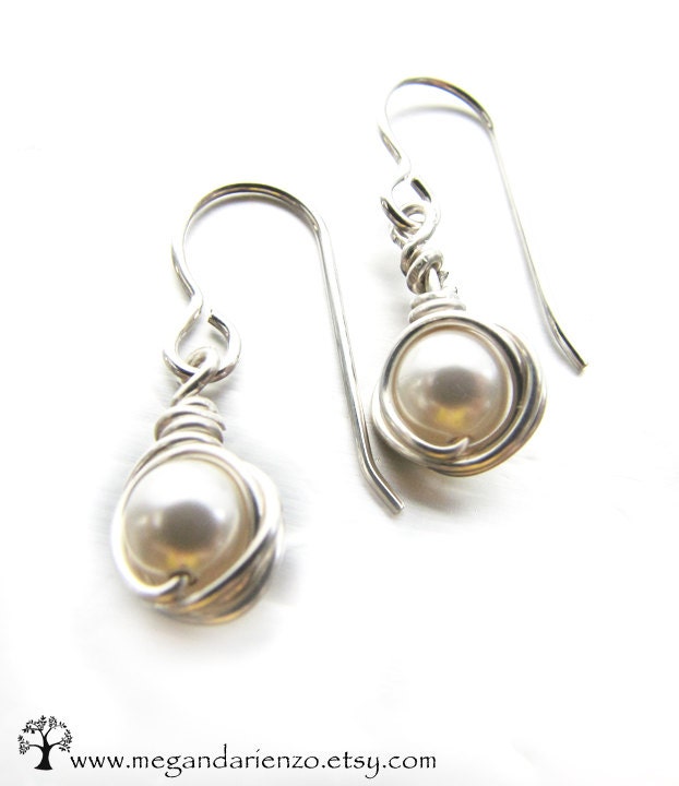 White Pearl Earrings - june birthstone - simplicity