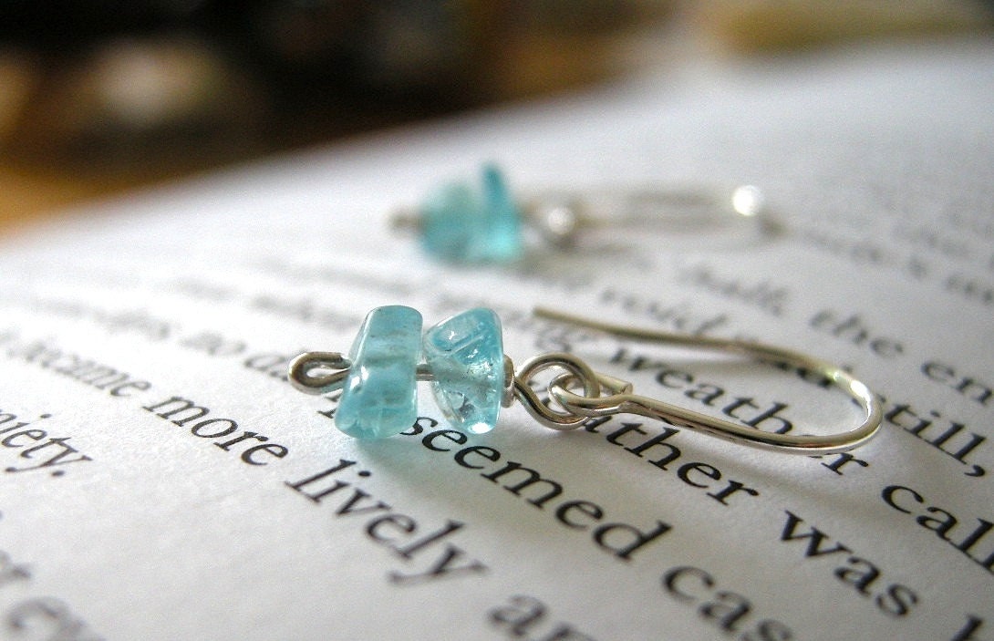 Seaside Apatite Sterling Silver Earrings, Short Stack / Ocean Blue, Simple, Summer Sky, Boho, Small