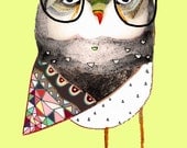 My Favorite Owl. illustration, digital art print, kids print.