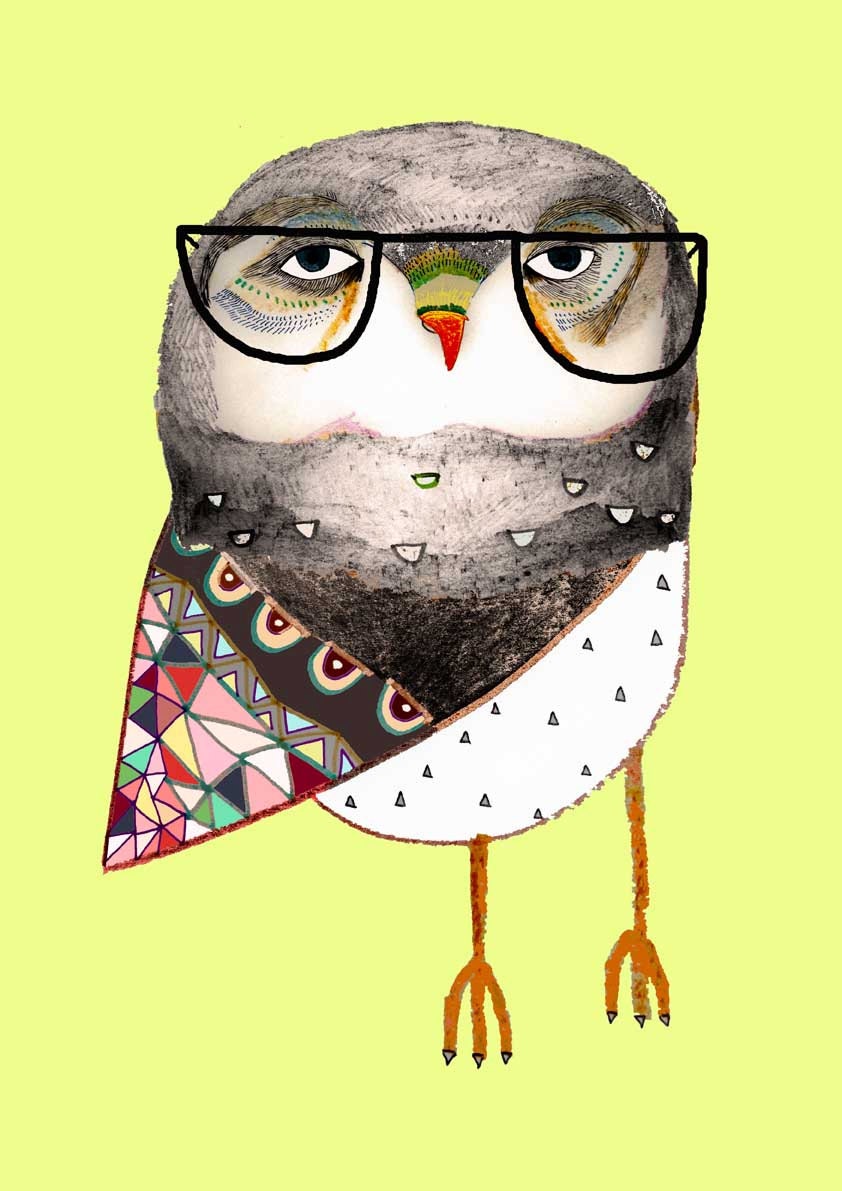 My Favorite Owl. illustration, digital art print, kids print.