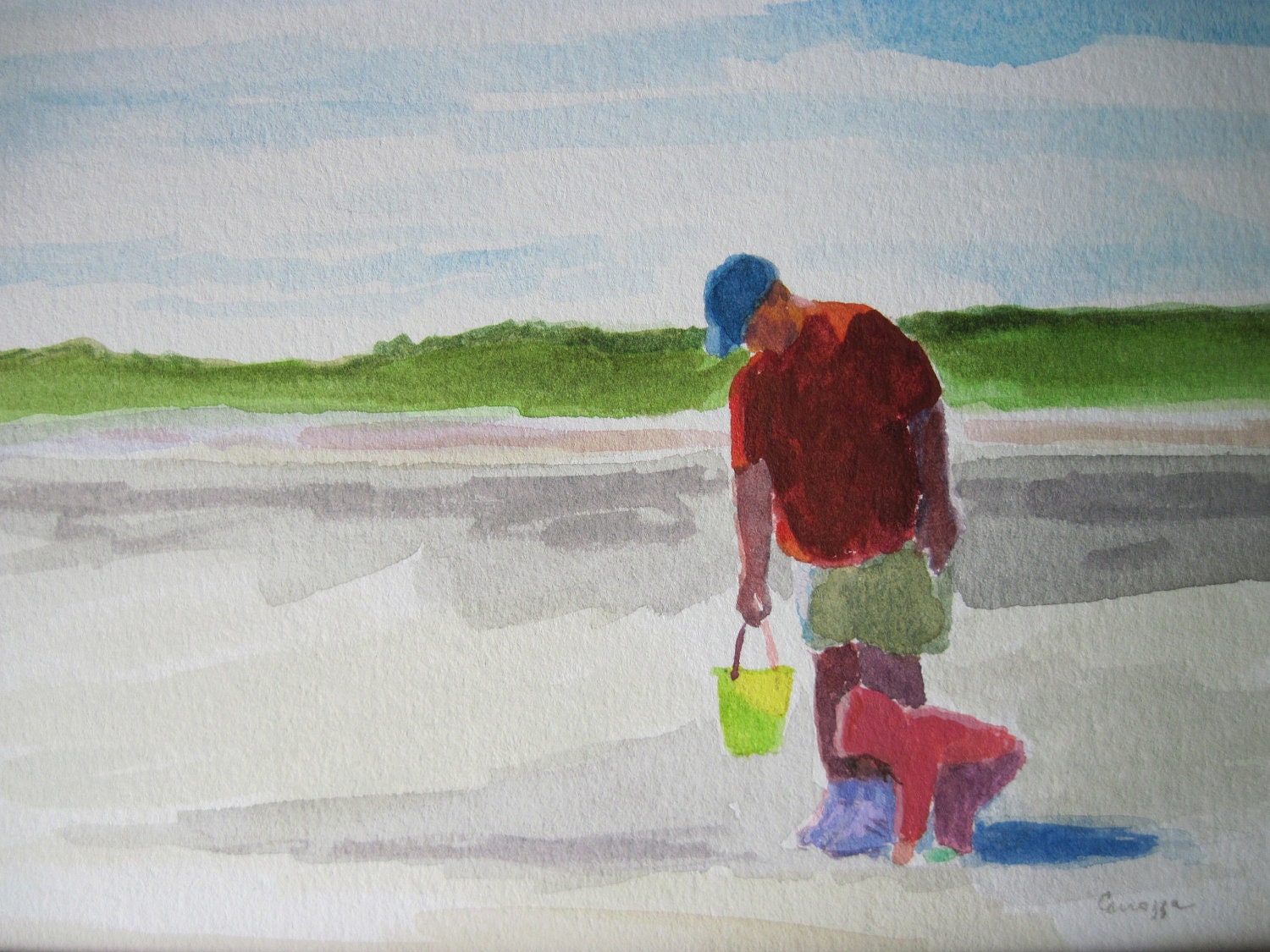 Father & Daughter- Original watercolor