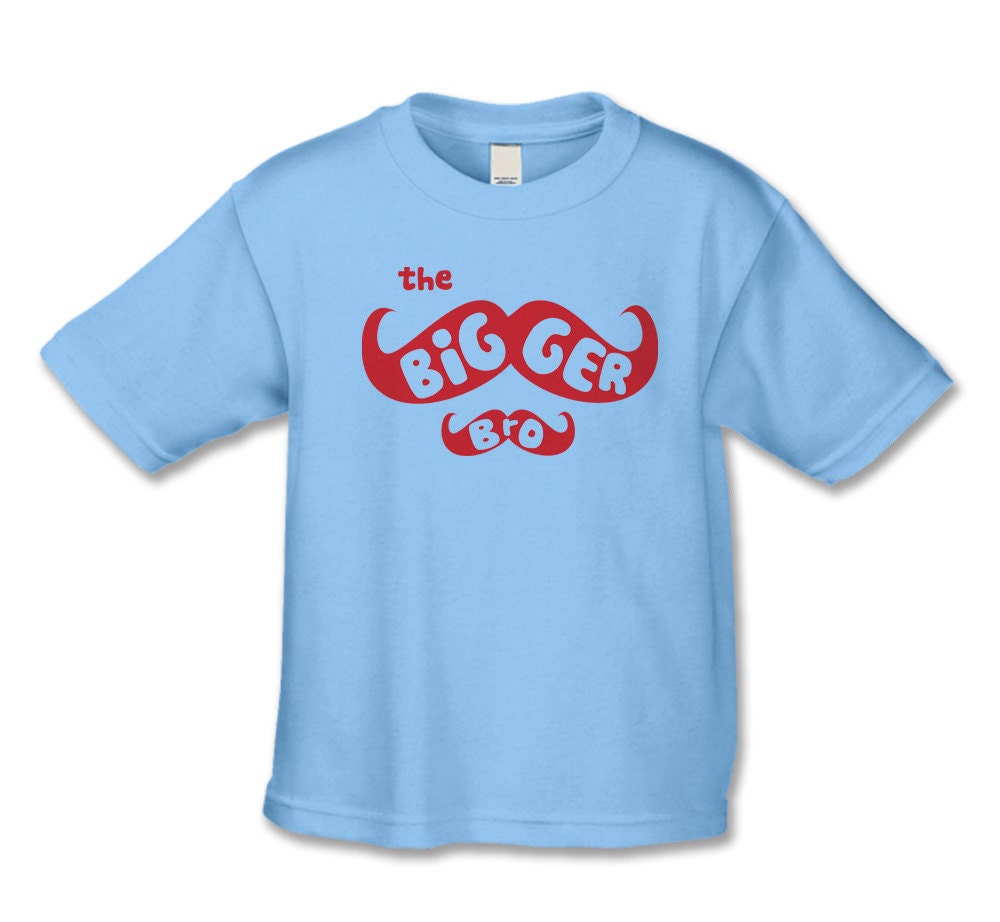 Bigger  Brother Shirt -The Mustache Bigger Brother T-Shirt  ( Mustache Big Brother  6210 Red Ink ) Creative Pregnancy Announcement