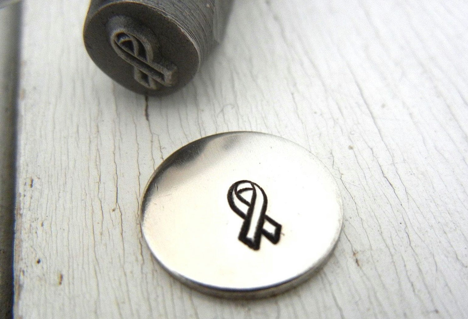 Metal Design Stamp - SALE - 6mm Awareness Ribbon Metal Design Stamp - Hand Stamping Supply