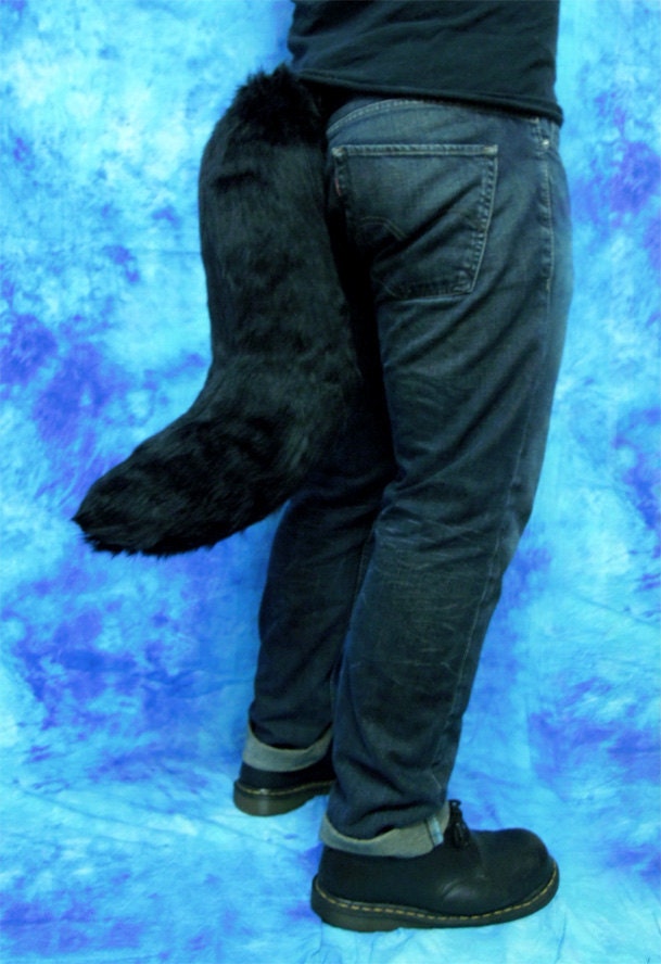 Black Faux-Fur Fox/Wolf Tail - Fursuit - Cosplay - Costume