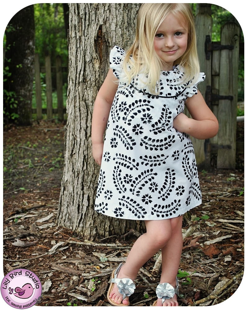 Kate's Dress - 12 mths to 10 yrs - PDF Pattern and Instructions -  A-line, 2 yoke options, lined bodice - FREE shipping
