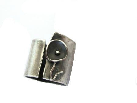 Band ring flower,oxidized handmade modern - ZizouArT