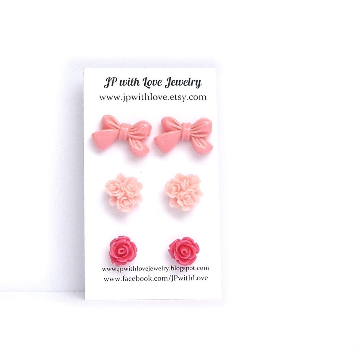 Pink stud earrings, pink post earrings