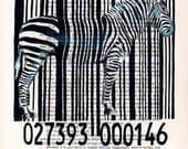 Drawing Illustration Giclee Prints Posters Mixed Media Art Acrylic Painting Holiday Decor Gifts: Barcode zebra