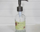 Soap Dispenser Vintage French Soap Label Clear Recycled Glass Choose Your Pump