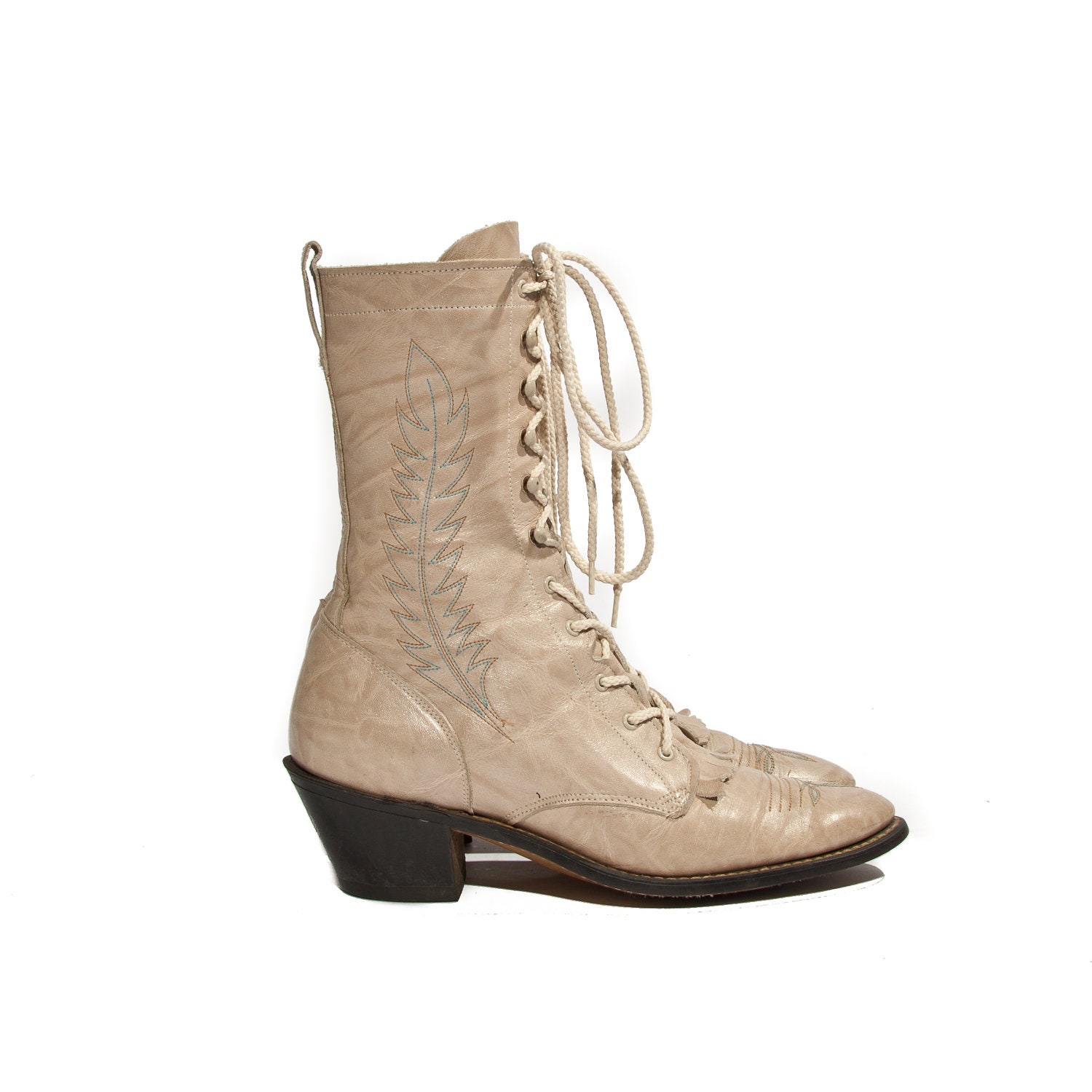 Marbled Mauve Feather Stitch Lacer by ACME Tall Lace Up Ankle Western Boots size 8 M